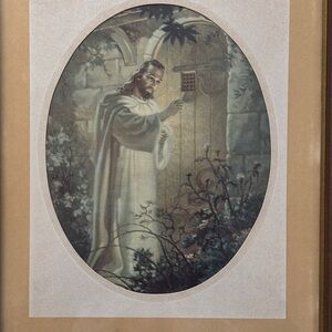 Vintage Framed Art Print “Christ at Hearts Door” 1942 Jesus Warner Sallman